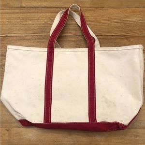 Vintage LL Bean Red Canvas Boat and Tote Large Bag 22x12x8 No Monogram